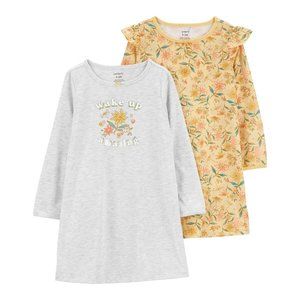 Brand new Carter's size 8-10 nightgowns gray & gold floral 2 pk.